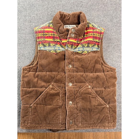 True Religion Other - True Religion Mens Large Brown Corduroy Puffer Vest Southwestern Yoke Vintage L